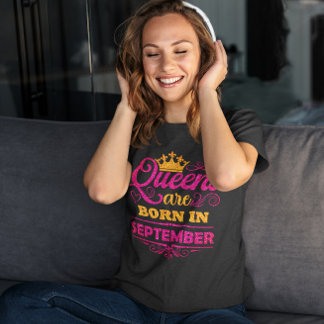 Königinnen werden im September Faux Glitter Geburt T-Shirt