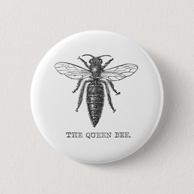 Königinnenbiene Käfer Insekt Antik Illustration Button (Vorderseite)