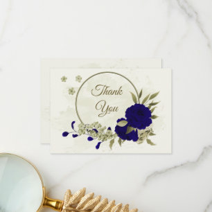 Königlich-beige Blume botanische Hochzeit Dankeskarte