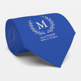 Königlich Blau Eleganter Ehrenmann Monogramm Hochz Krawatte