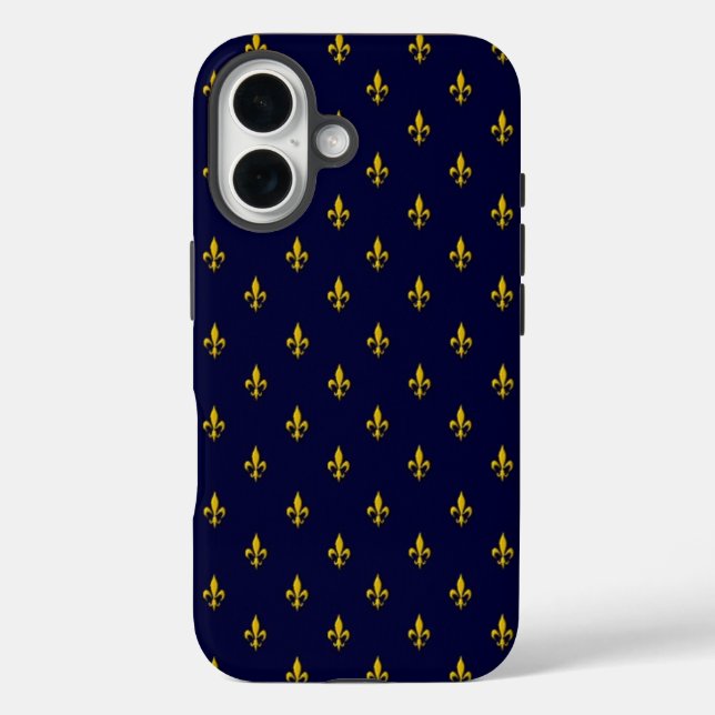Königlich Blau Fleur De Lis Muster Case-Mate iPhone Hülle (Rückseite)