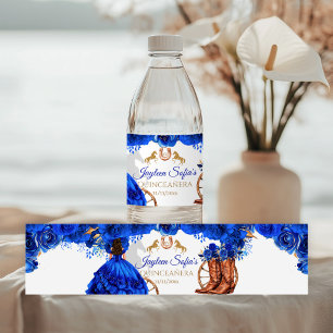 Königlich Blau Gold Cowboy Quinceañera Wasser Etik Wasserflaschenetikett