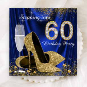 Königlich Blau Gold Eintritt in die 60. Geburtstag Einladung