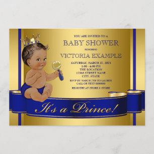 Königlich Blau Gold Ethnischer Prinz Baby Shower Einladung