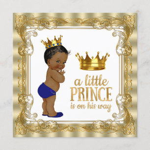 Königlich Blau Gold Ethnischer Prinz Baby Shower Einladung