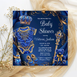 Königlich Blau Gold Königlicher Prinz Baby Shower Einladung