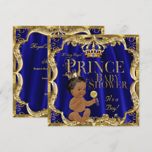 Königlich Blau Gold Kronprinz Baby Shower Ethnisch Einladung