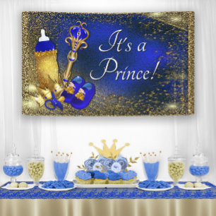 Königlich Blau Gold Prinz Baby Shower Banner