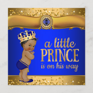 Königlich Blau Gold Prinz Baby Shower Einladung
