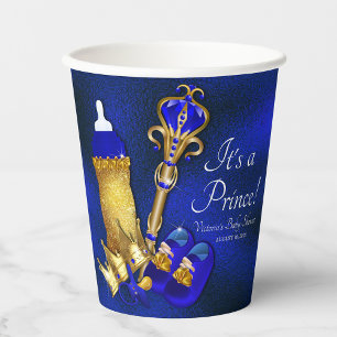 Königlich Blau Gold Prinz Baby Shower Pappbecher