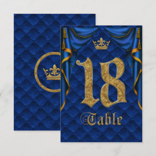 Königlich Blau Goldene Krone Hochzeit Tisch Nummer Einladung