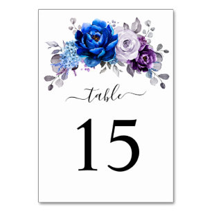 Königlich Blau Lila Navy Fliederblüten Hochzeit Tischnummer