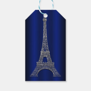 Königlich Blau Silberner Eiffelturm Paris Hochzeit Geschenkanhänger
