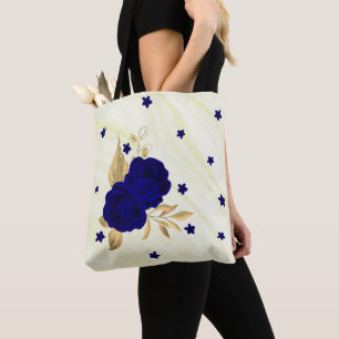 Königlich blaue Blumen goldene Blätter Marmortüte