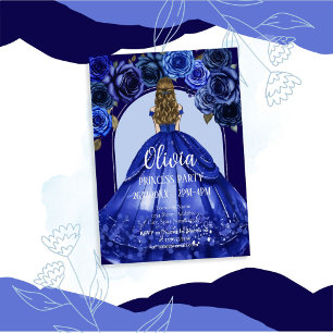 Königlich Blaue Elegante Quinceañera Prinzessinnen Einladung