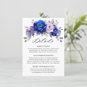 Königlich Blaue Flieder Purpur Florale Hochzeitsde Begleitkarte