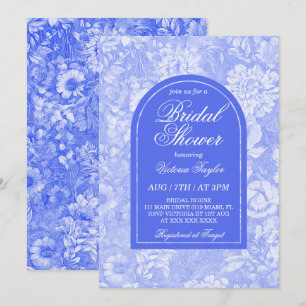 Königlich Blaue Florale Viktorianische Hochzeitsdu Einladung