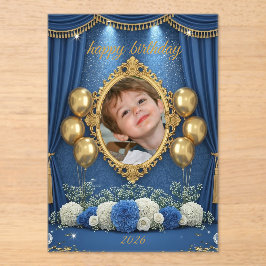 Königlich blaue Geburtstags-Fotoeinladung für Jung Acryleinladungen