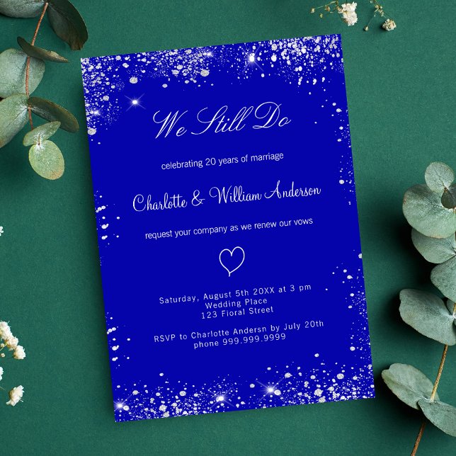 Königlich-blaue Gelübde Erneuerung Hochzeit Luxus Einladung (Von Creator hochgeladen)