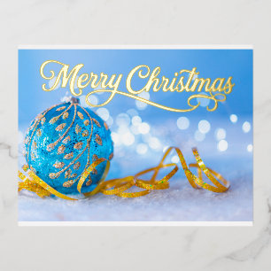 Königlich blaue Goldfolien-Weihnachtsfeier-Einladu Folieneinladung
