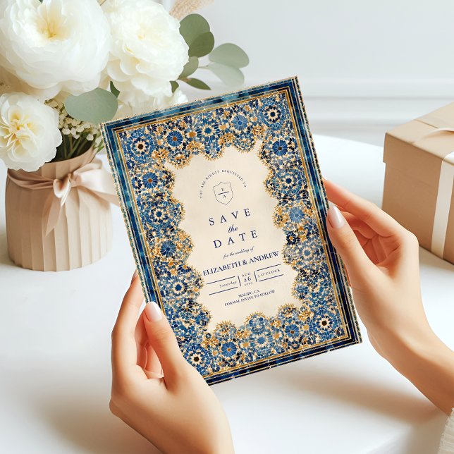 Königlich blaue islamische Hochzeit Save The Date (Von Creator hochgeladen)