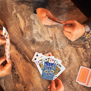 Königlich blaue Künstlerin Kaleidoscope Cat Spielkarten