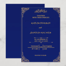 Königlich blaue Nikah-Islam-Hochzeitseinladung