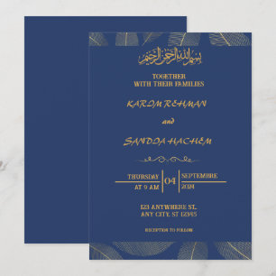 Königlich blaue Nikah-Islam-Hochzeitseinladung Einladung