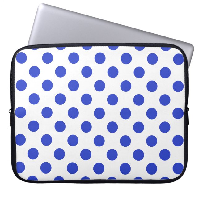 Königlich blaue Polka-Punkte Laptopschutzhülle (Vorderseite)