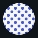 Königlich blaue Polka-Punkte Magnet<br><div class="desc">Royal Blue Polka Punkte auf weißem Hintergrund</div>