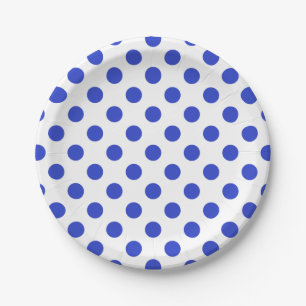 Königlich blaue Polka-Punkte Pappteller