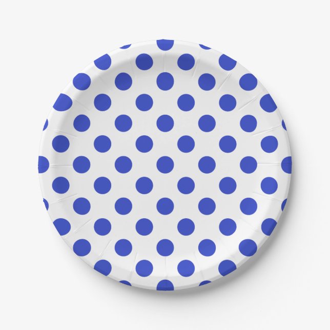 Königlich blaue Polka-Punkte Pappteller (Vorderseite)