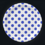 Königlich blaue Polka-Punkte Pappteller<br><div class="desc">Royal Blue Polka Punkte auf weißem Hintergrund</div>