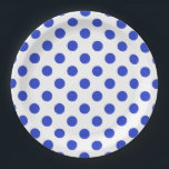 Königlich blaue Polka-Punkte Pappteller<br><div class="desc">Royal Blue Polka Punkte auf weißem Hintergrund</div>