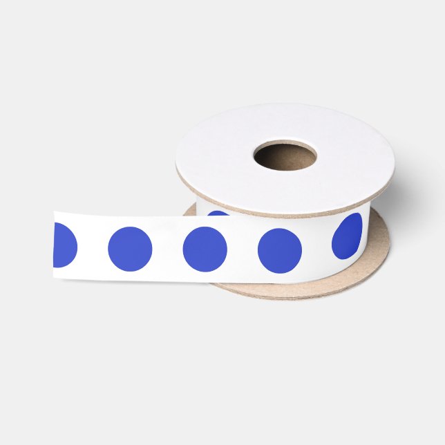 Königlich blaue Polka-Punkte Satinband (Spule)