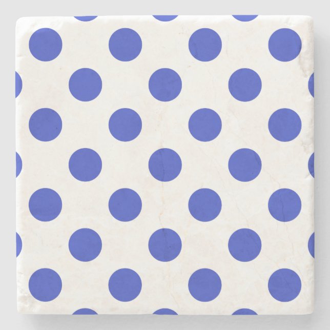 Königlich blaue Polka-Punkte Steinuntersetzer (Vorderseite)