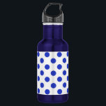 Königlich blaue Polka-Punkte Trinkflasche<br><div class="desc">Royal Blue Polka Punkte auf weißem Hintergrund</div>