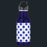 Königlich blaue Polka-Punkte Trinkflasche<br><div class="desc">Royal Blue Polka Punkte auf weißem Hintergrund</div>