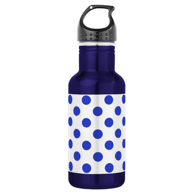 Königlich blaue Polka-Punkte Trinkflasche (Vorderseite)