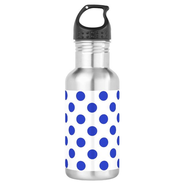 Königlich blaue Polka-Punkte Trinkflasche (Vorderseite)