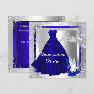 Königlich blaue Quinceanera 15. Elite elegante Par Einladung
