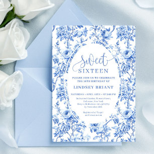 Königlich blaue Rosen Digitale Sweet Sixteen Einla Einladung