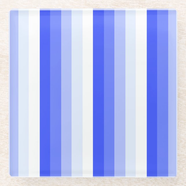 Königlich blaue Schattenstreifen Glasuntersetzer (Vorderseite)