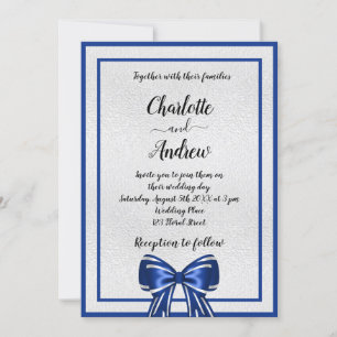 Königlich-blaue Silberbogen-Hochzeit Einladung