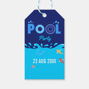 Königlich blaue Sommerpool-Geburtstagsfeier Geschenkanhänger
