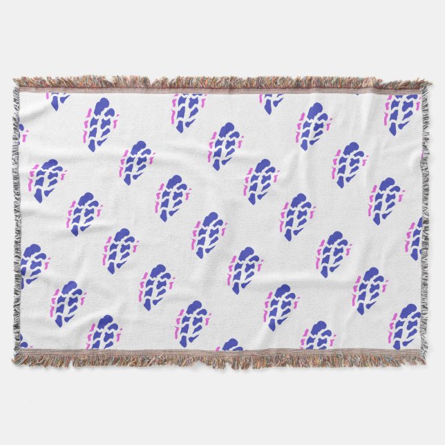 Königlich blaue und rosa Muster Decke (Vorderseite)