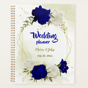 Königlich blaue weiße Blumenhochzeit Planer