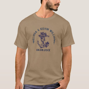 Königlich blauer Bootsanker Blumenakzent T-Shirt
