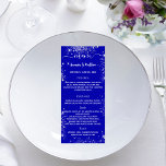 Königlich-blauer Glitzer Hochzeit Werbekarte<br><div class="desc">Personalisieren und fügen Sie Ihre Namen,  das Hochzeitstag und das Menü. Königlich blauer Hintergrund,  weißer Text. Dekoriert mit Imitaten silbernen Glitzer,  Glitzern.</div>