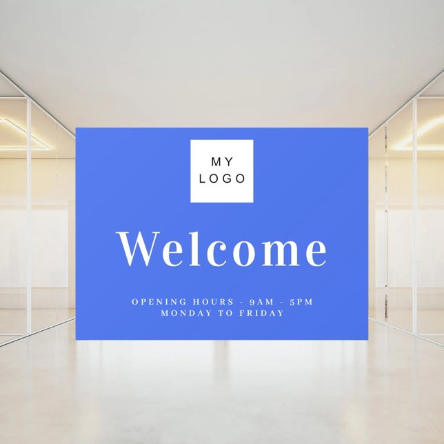 Königlich blaues Firmenlogo Begrüßung Fensteraufkleber (Von Creator hochgeladen)